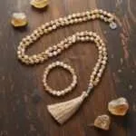 Conjunto Japa Mala 108 cuentas con piedras naturales de citrino