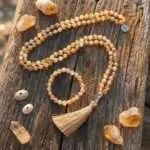 Conjunto Japa Mala 108 cuentas con piedras naturales de citrino