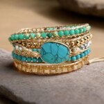 Pulsera Oasis Turquesa – 5 Vueltas con Turquesa Natural, Jaspe y Cristales
