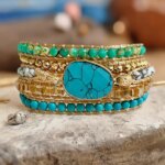 Pulsera Oasis Turquesa – 5 Vueltas con Turquesa Natural, Jaspe y Cristales