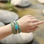 Pulsera Oasis Turquesa – 5 Vueltas con Turquesa Natural, Jaspe y Cristales