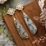 Pendientes Bohemios 'Alambique' de Jaspe con Incrustaciones de Cobre