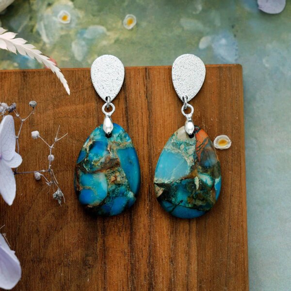 Pendientes Botánicos de Jaspe Natural – Colección Flora Mineral