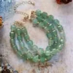 Pulsera Tríada Mineral – Tres hileras de piedras naturales